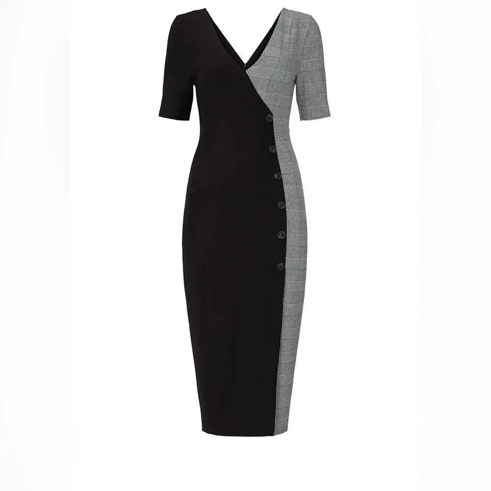 REVOLVE Fame And Partners Women's Everly Houndstooth Sheath Midi Dress - Size 4